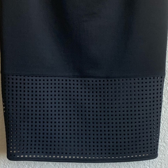 Laser Cut Bodycon Classic Black Midi Skirt - Picture 2 of 3